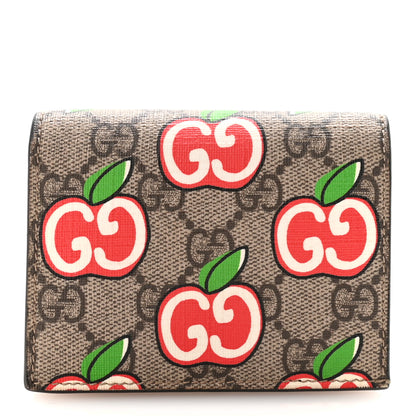 Gucci GG Supreme Monogram Apple Card Case Wallet Beige Multicolor Lobster Red 1 of 8
