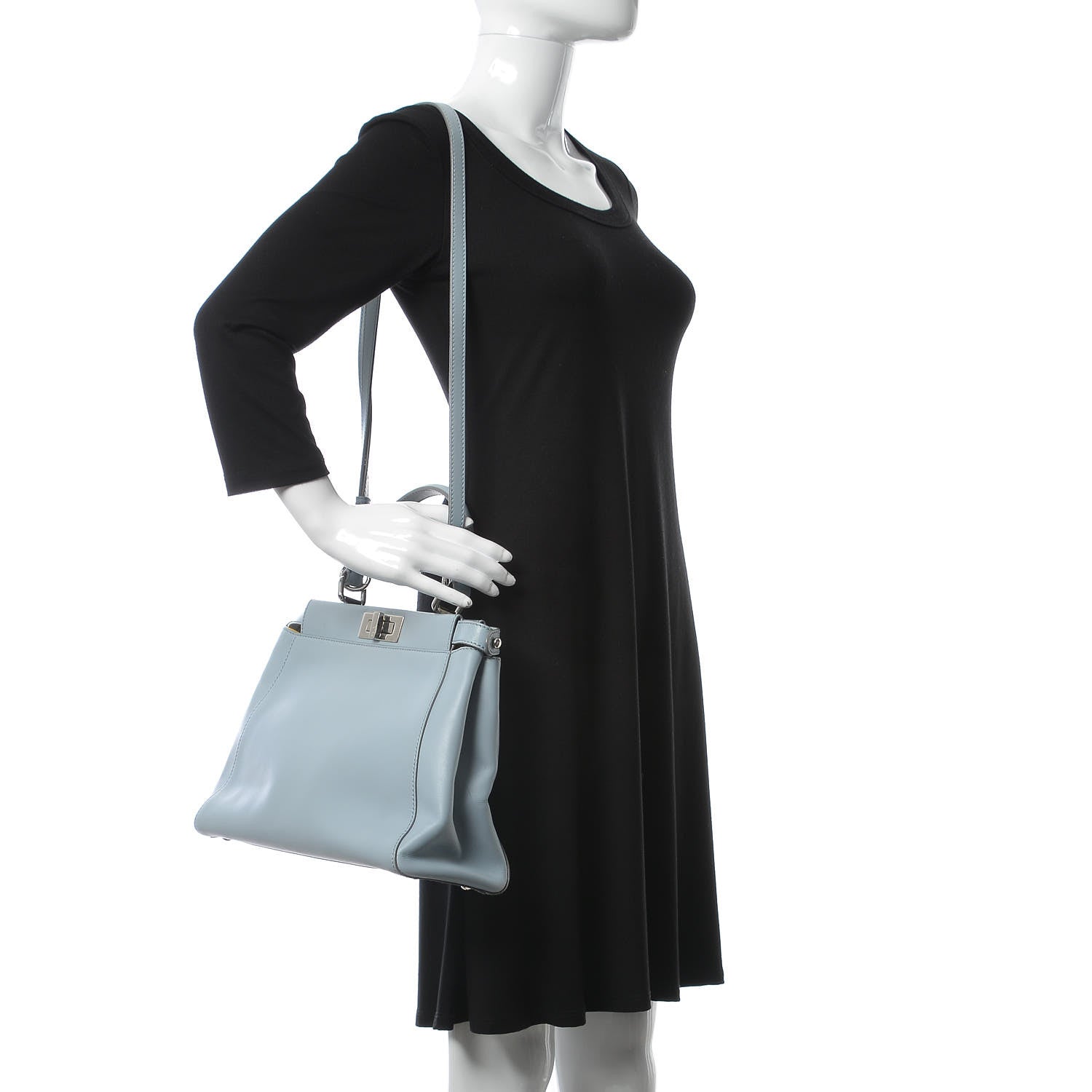 Fendi Vitello Morgan Shiny Nappa Medium Peekaboo Iconic Satchel Polvere Sunflower 2 of 8