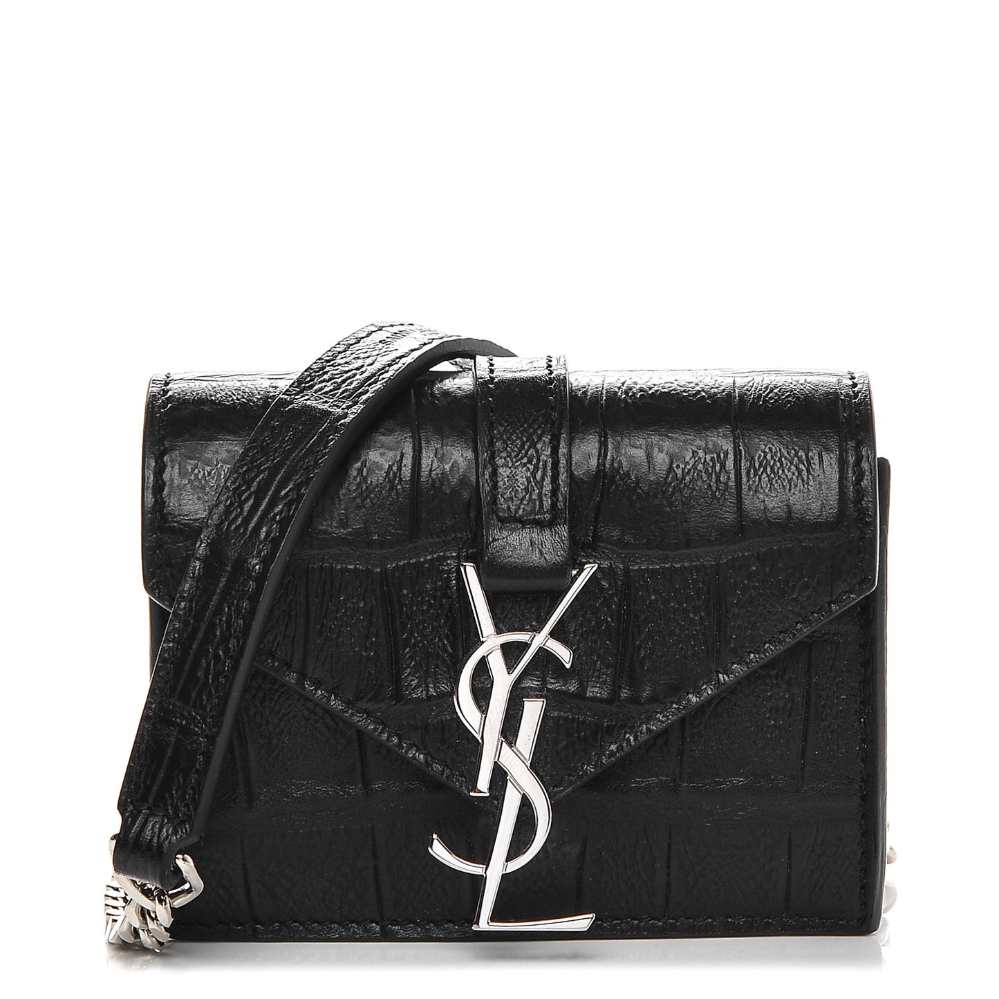 Calfskin Crocodile Embossed Monogram Candy Crossbody Black