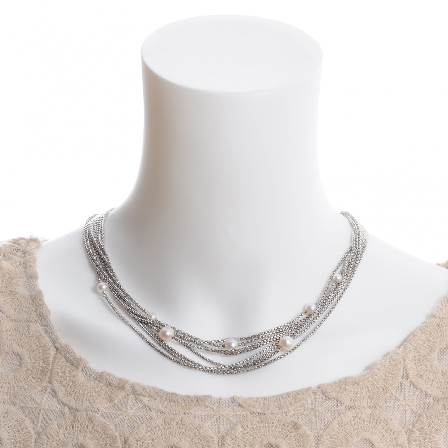 David Yurman Sterling Silver Pearl Multi Chain Necklace 2 of 5