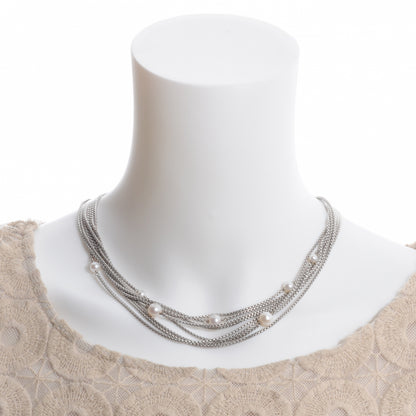 David Yurman Sterling Silver Pearl Multi Chain Necklace 2 of 5