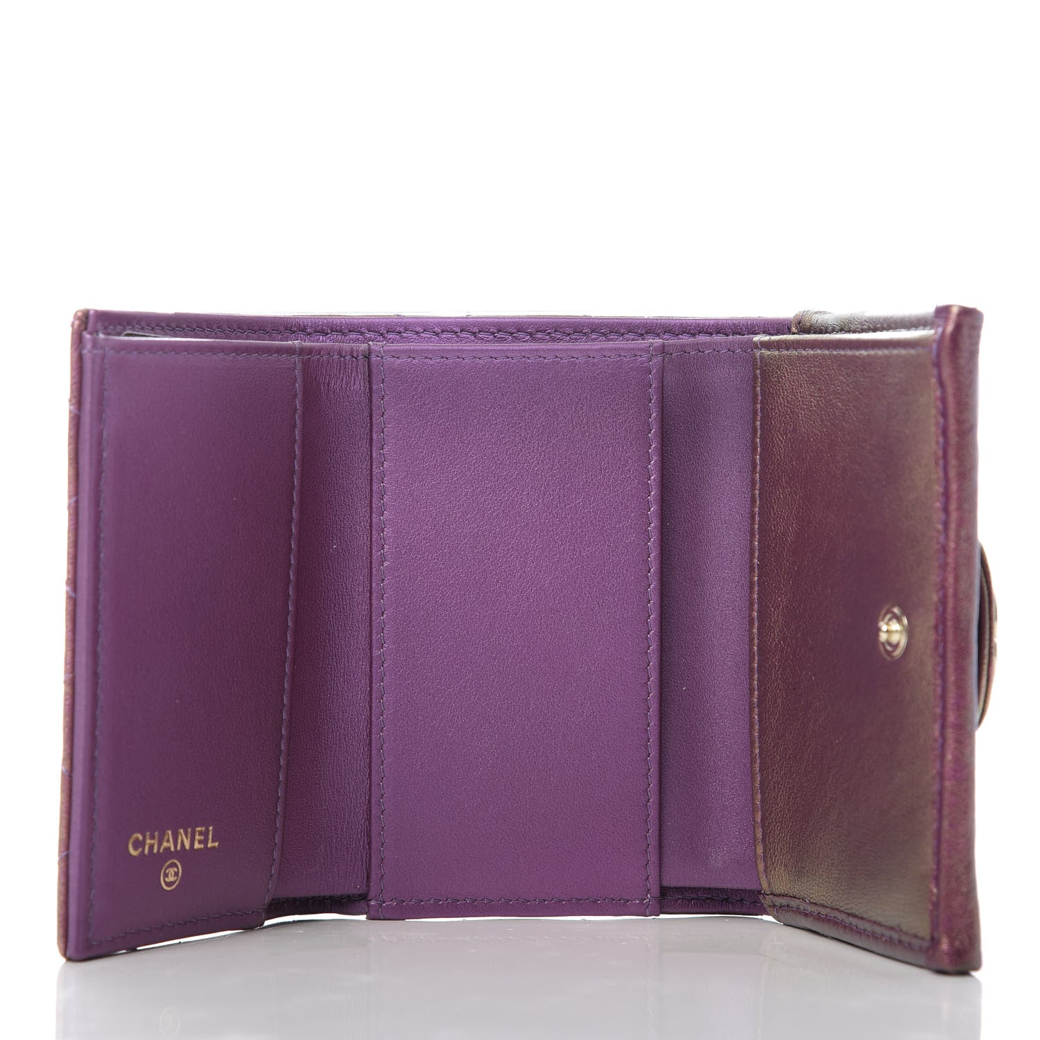 Chanel Iridescent Lambskin Small Quilted Flap Wallet Purple 5 of 8