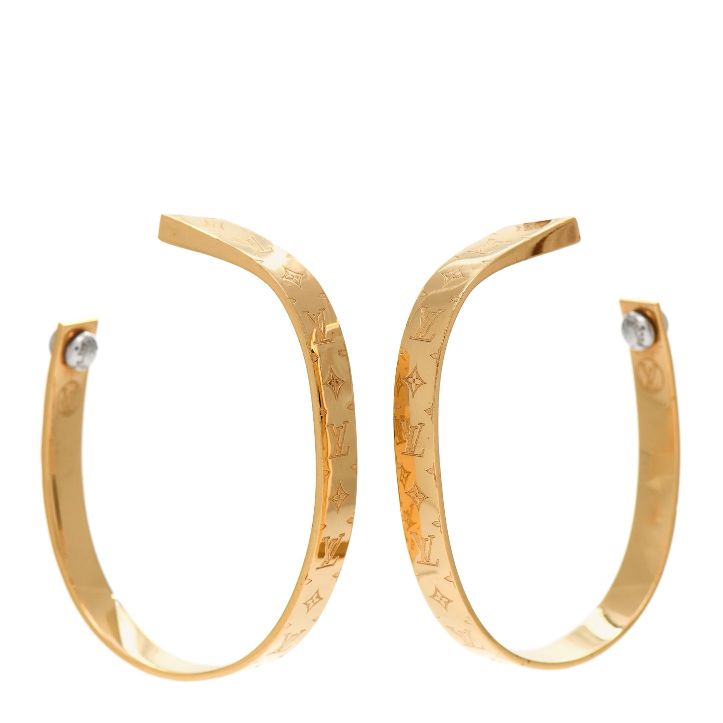Metal Nanogram Hoop Earrings Gold
