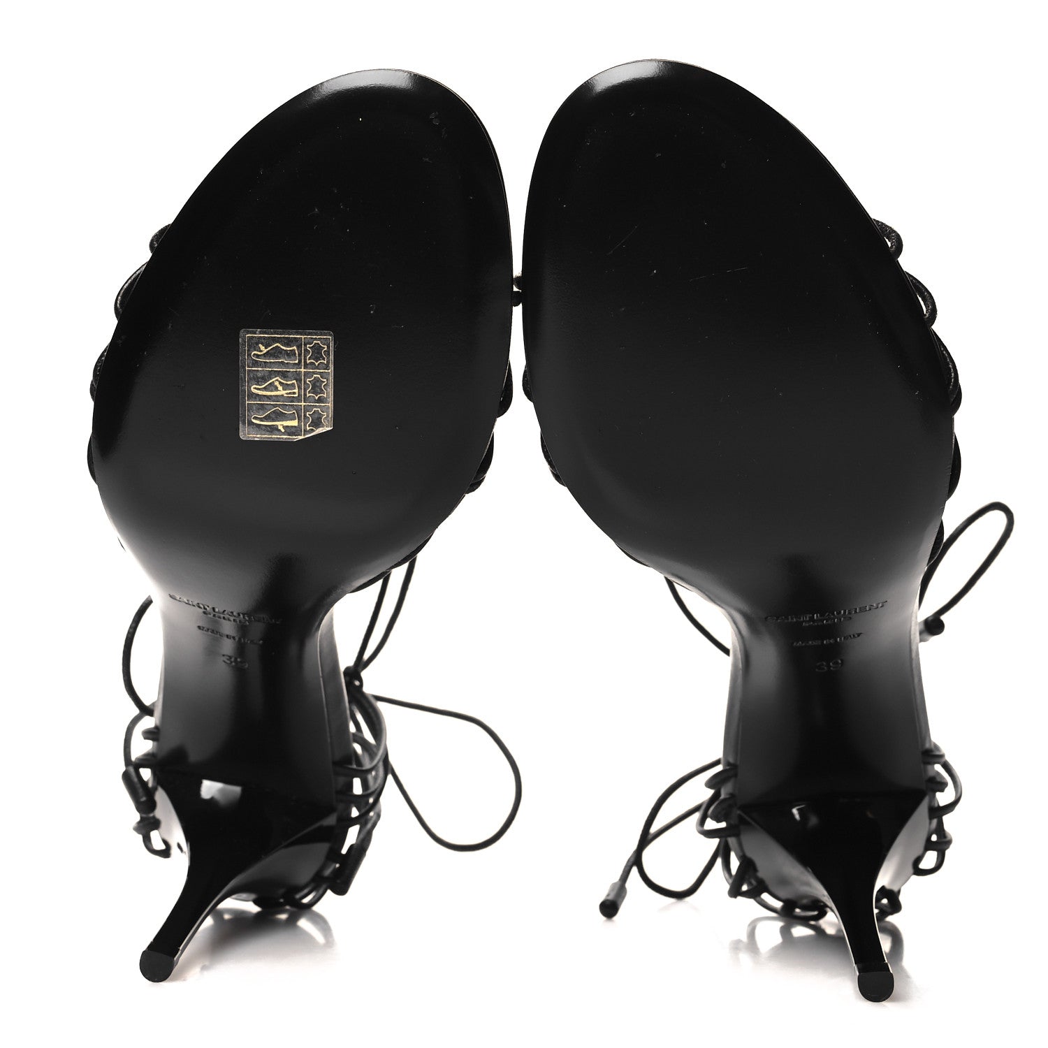 Saint Laurent Calfskin Babylone 90 Ankle Wrap Sandals 39 Black 5 of 8