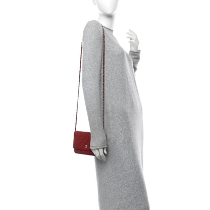 Chanel Lambskin Quilted Wallet On Chain WOC Red 2 of 18