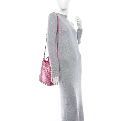 Versace Calfskin Tweed Vinyl Medusa Small Top Handle Crossbody Bag Pink 2 of 8
