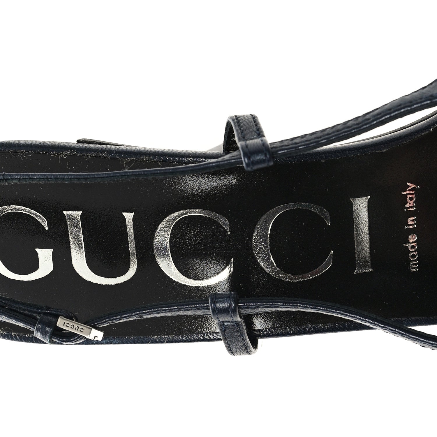 Gucci GG Monogram Malaga Kid Crystal Square G 75mm Slingback Pumps 38 Beige Blue 8 of 9