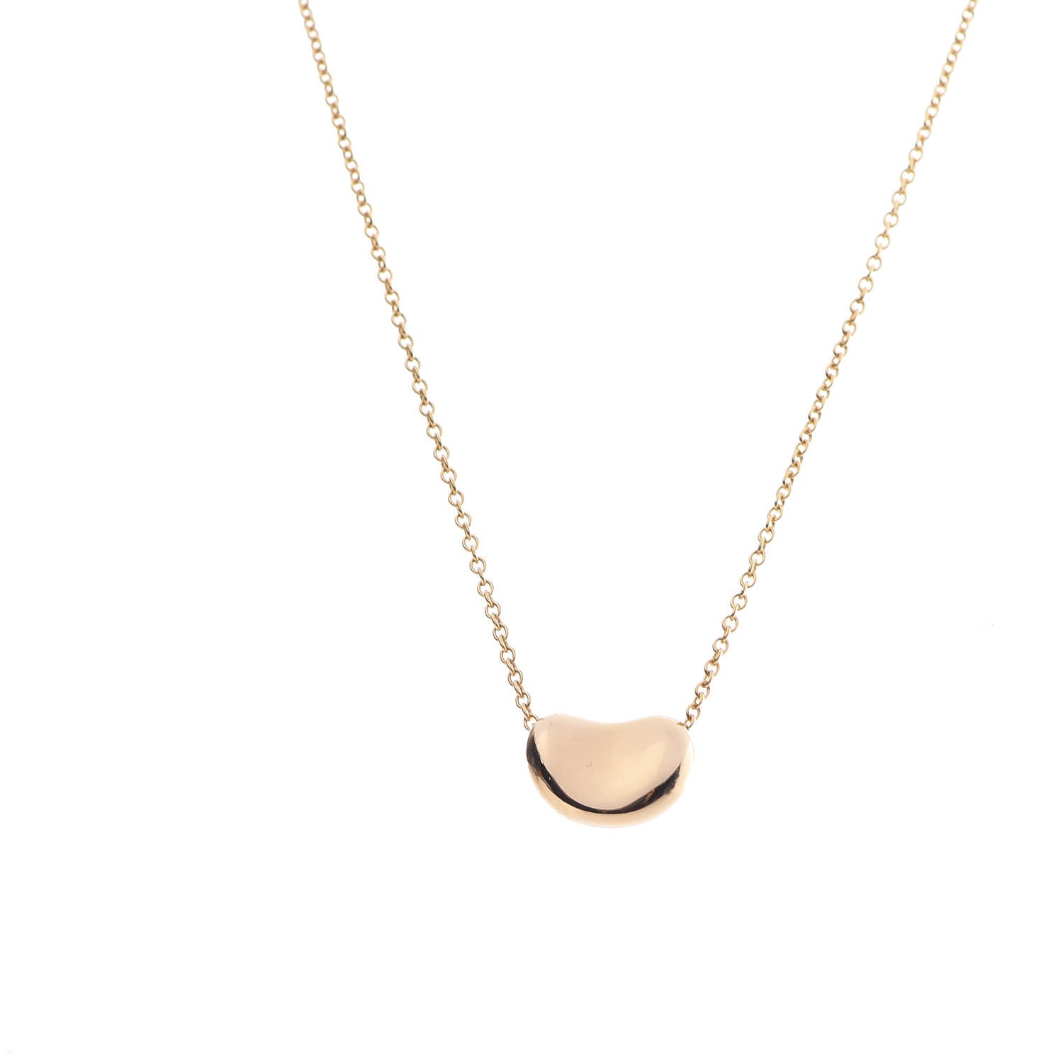 Tiffany 18K Yellow Gold 11mm Elsa Peretti Bean Pendant Necklace 4 of 7