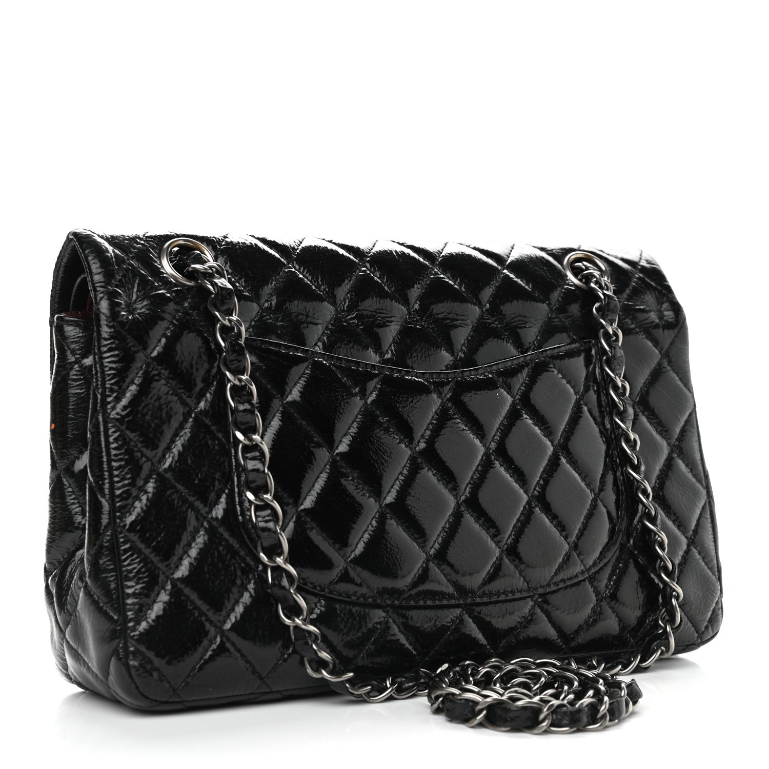 Chanel Distressed Patent Quilted Medium Double Flap Black 3 of 12