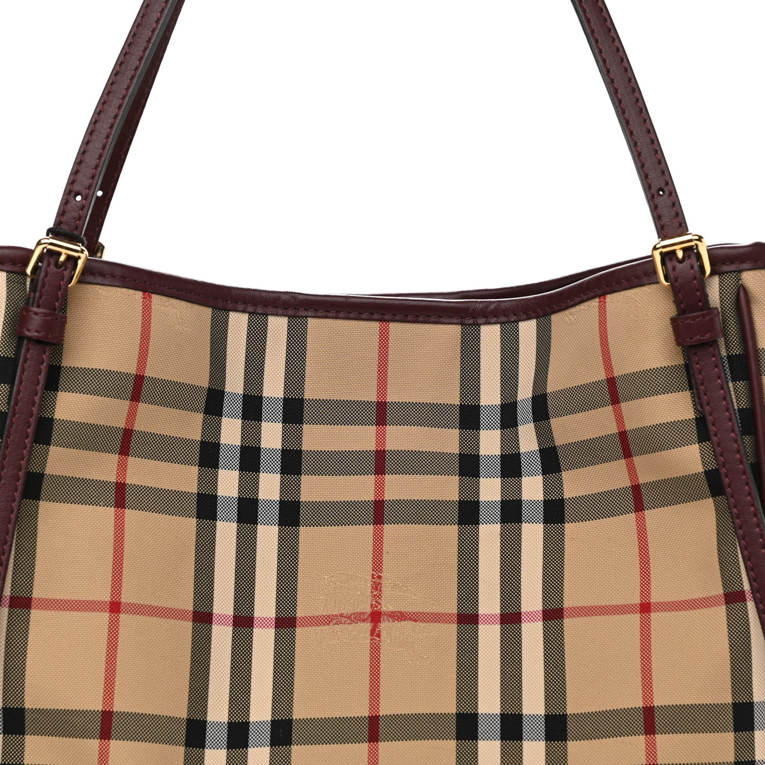 Burberry House Check Small Canterbury Tote Military Burgundy 9 of 11