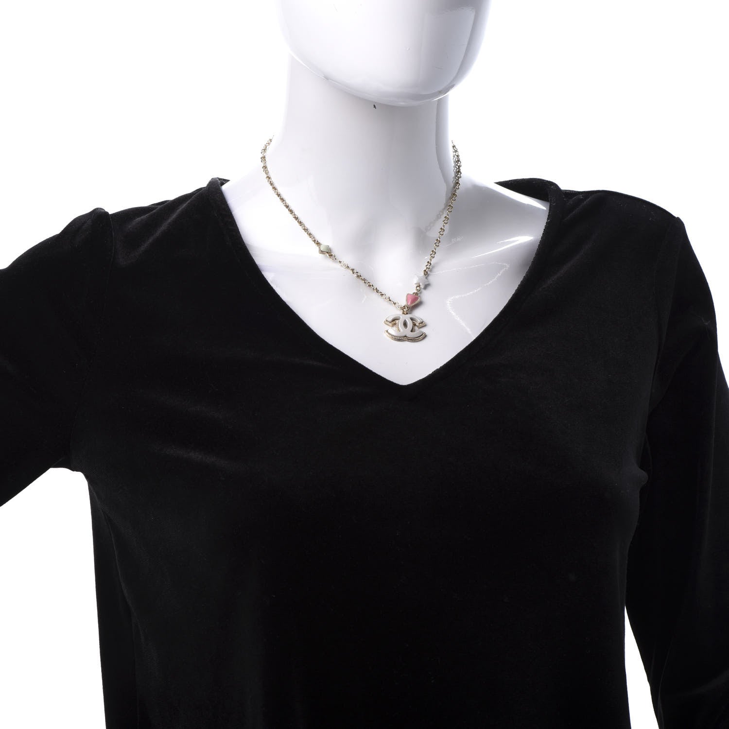 Chanel Resin Pearl Beaded CC Short Necklace Green White Pink 2 of 8