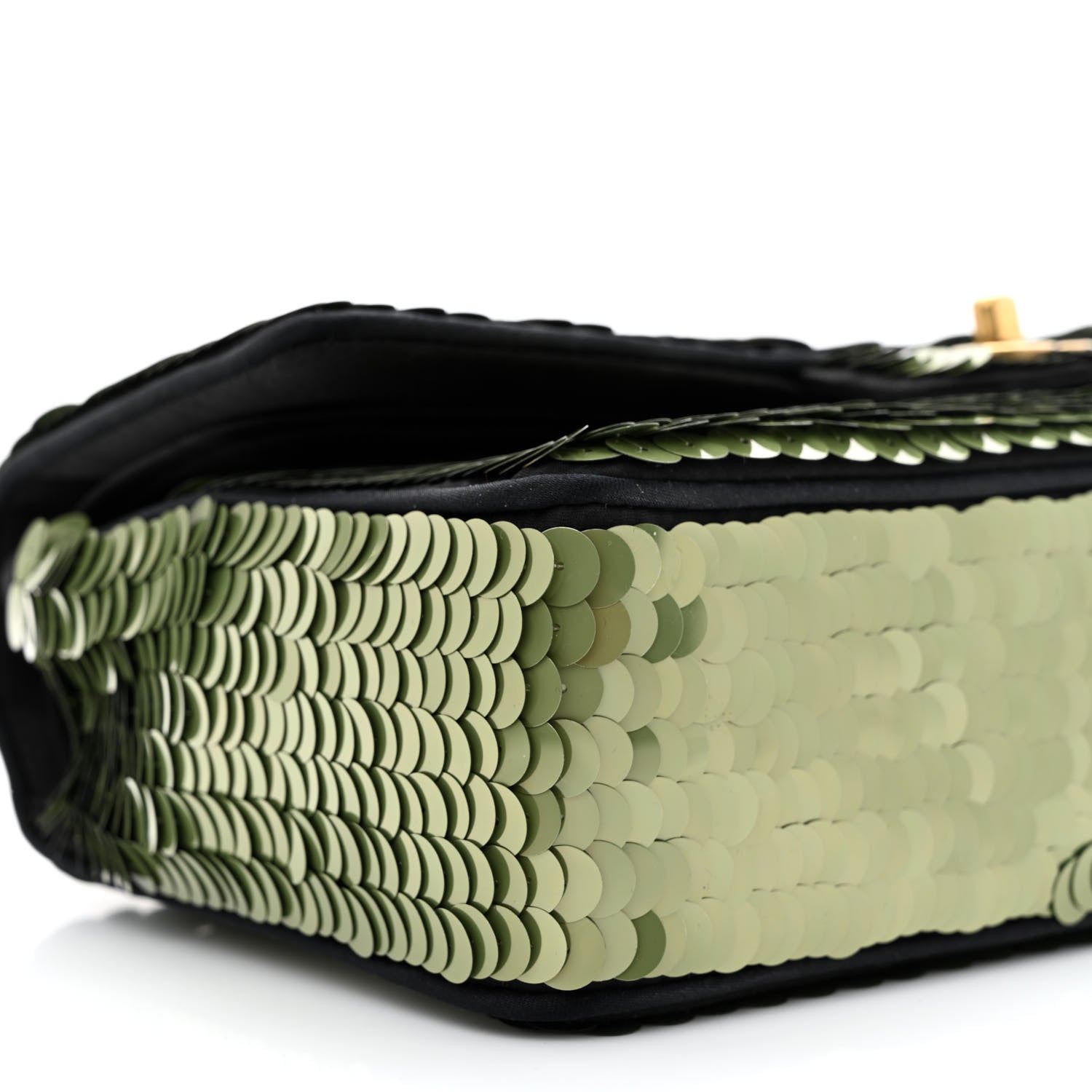 Chanel Satin Sequin Medium Paris Shanghai Double Flap Green 10 of 14