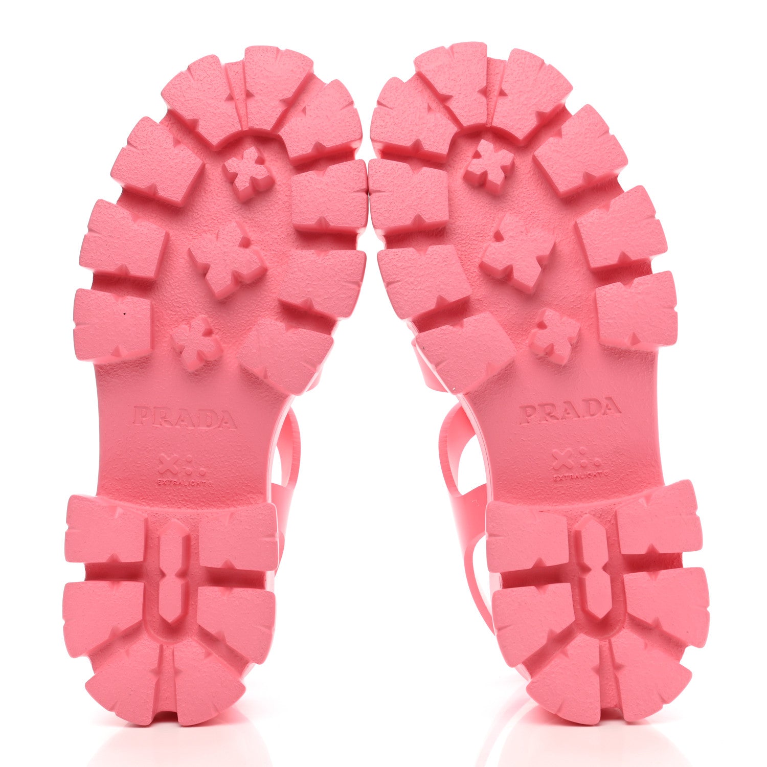 Prada Foam Rubber Metal Triangle Logo Monolith 55mm Cage Sandals 40 Begonia 5 of 9