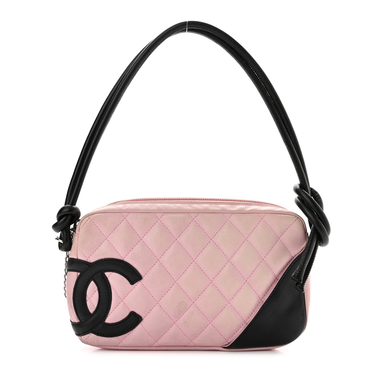 Calfskin Quilted Cambon Pochette Pink Black