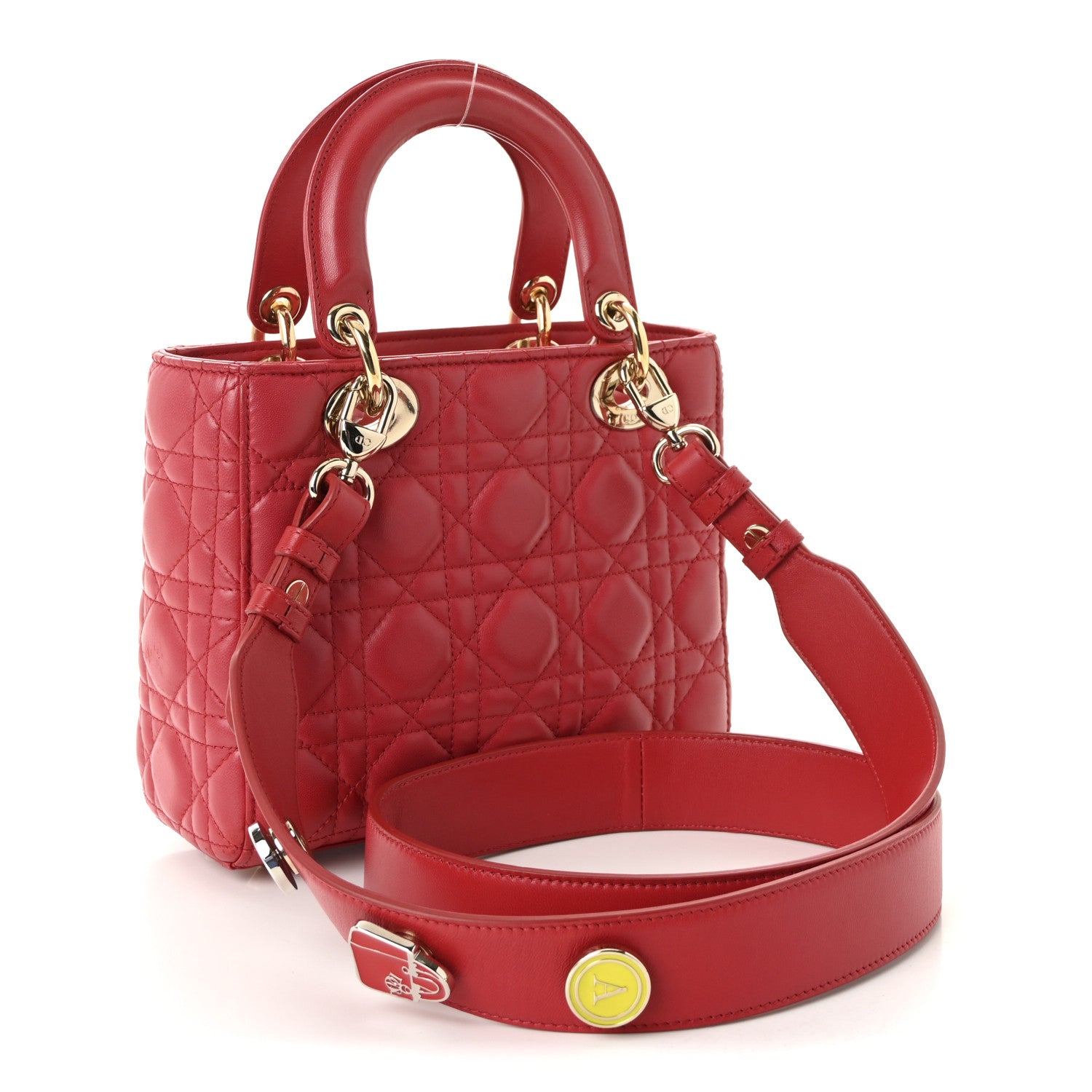 Christian Dior Lambskin Cannage Small Lady Dior Red 3 of 9