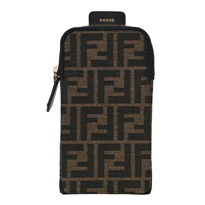 Fendi Fabric Jacquard FF 1974 Cell Pocket Strap You Case Tobacco Moro Black 1 of 12