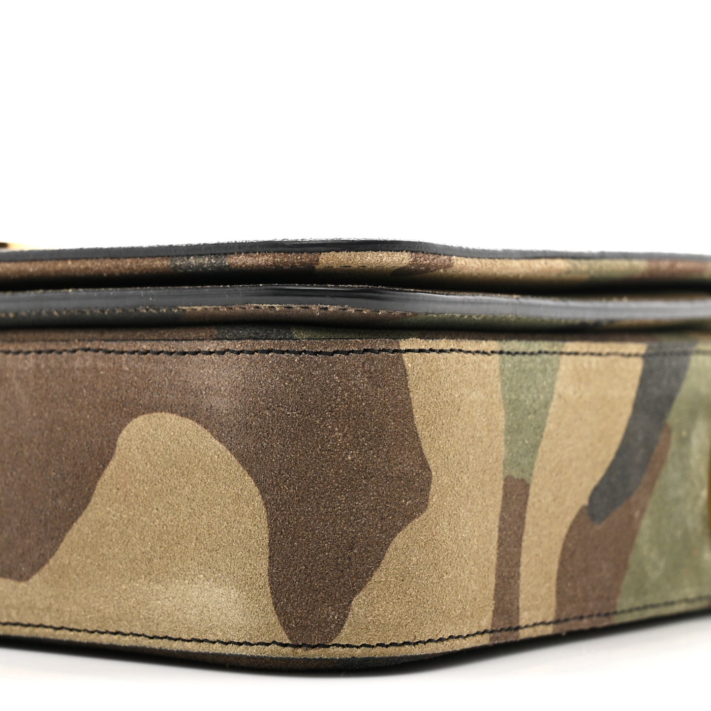 Suede Monogram University Camouflage Shoulder Bag Green