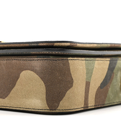 Saint Laurent Suede Monogram University Camouflage Shoulder Bag Green 9 of 10