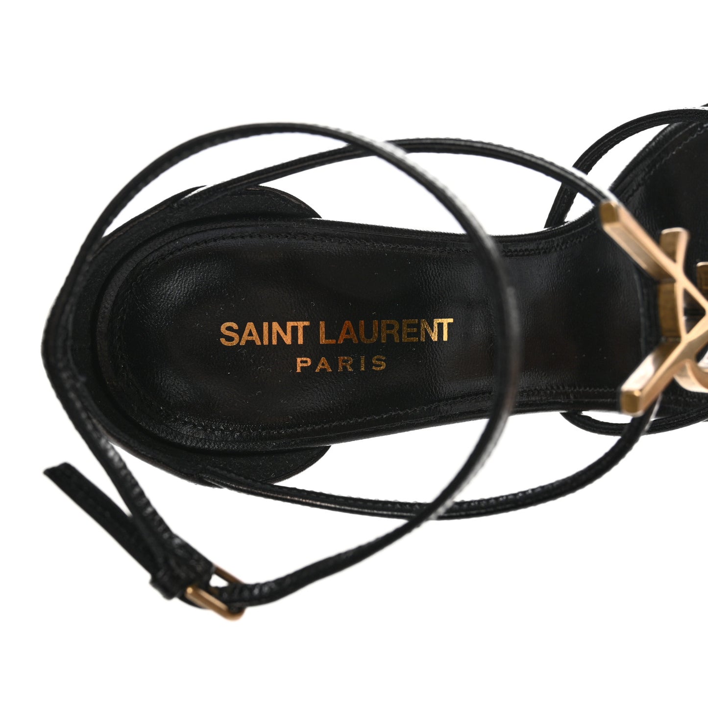 Patent Cassandra 100 Ankle Strap Sandals 39 Black Gold