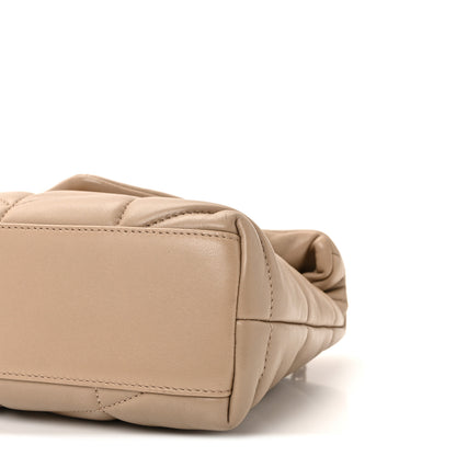 Saint Laurent Lambskin Quilted Toy Loulou Puffer Monogram Chain Satchel Dark Beige 9 of 9