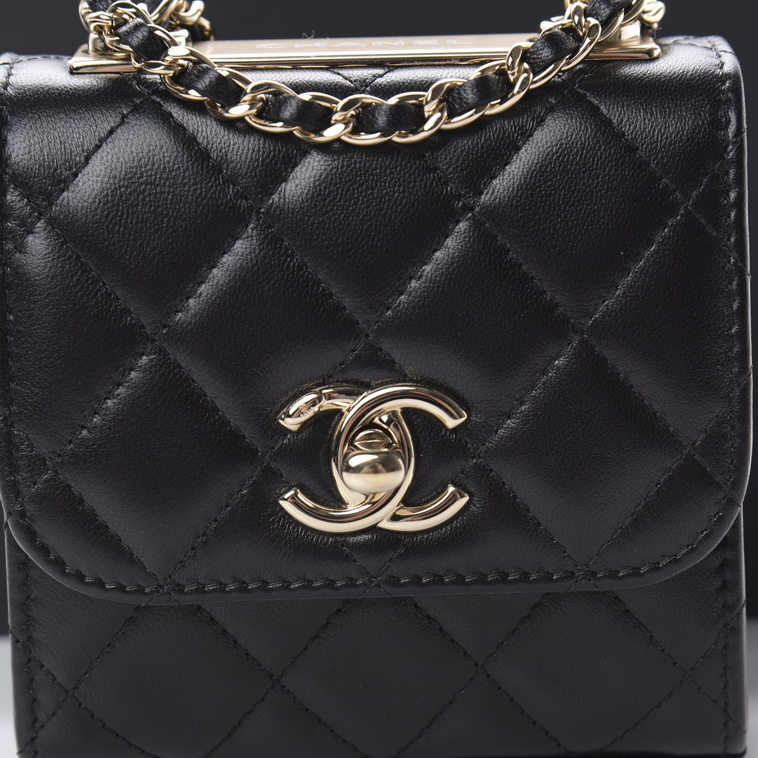 Chanel Lambskin Quilted Mini Trendy CC Chain Wallet Black 8 of 11