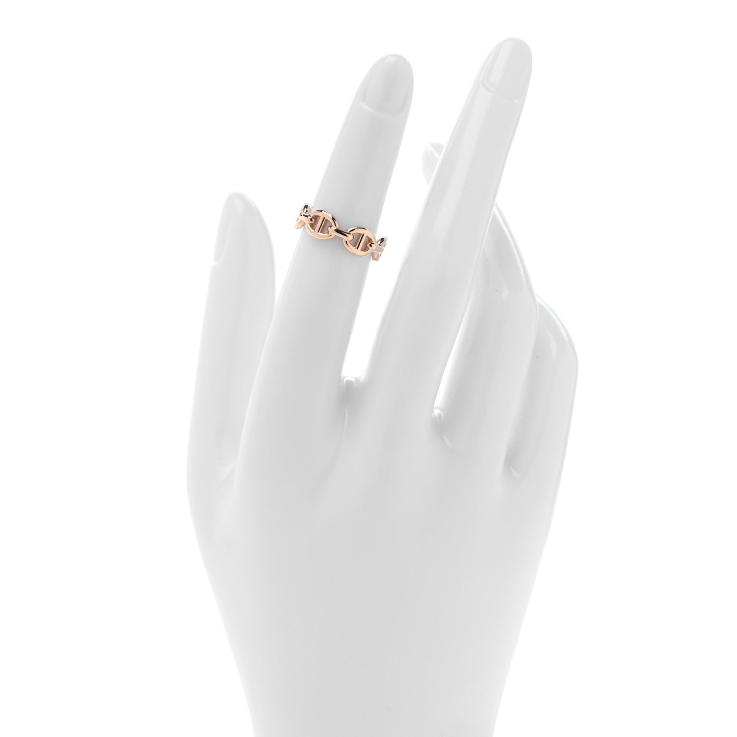 Hermes 18K Rose Gold PM Chaine d'Ancre Enchainee Ring 48 4.5 2 of 5