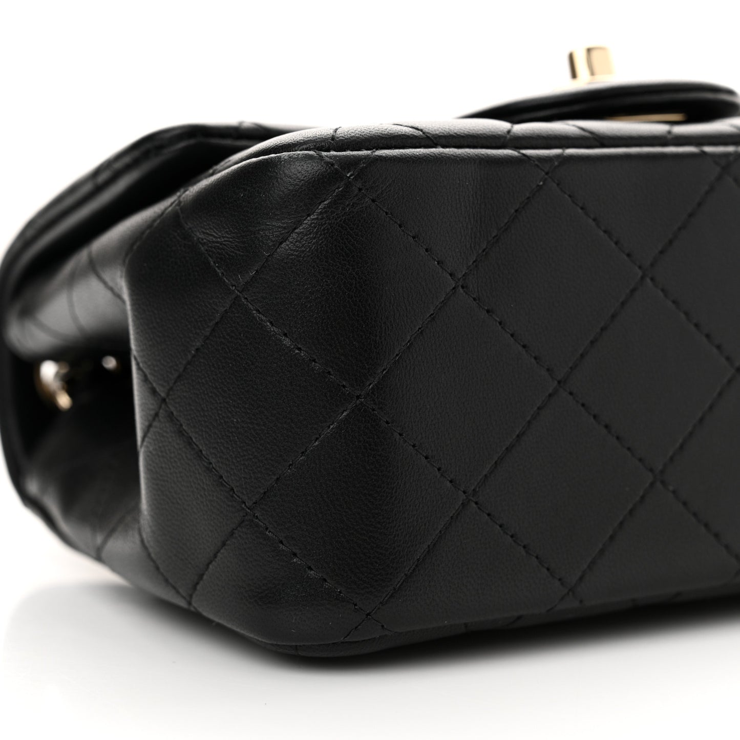 Lambskin Quilted Mini Square Flap Black