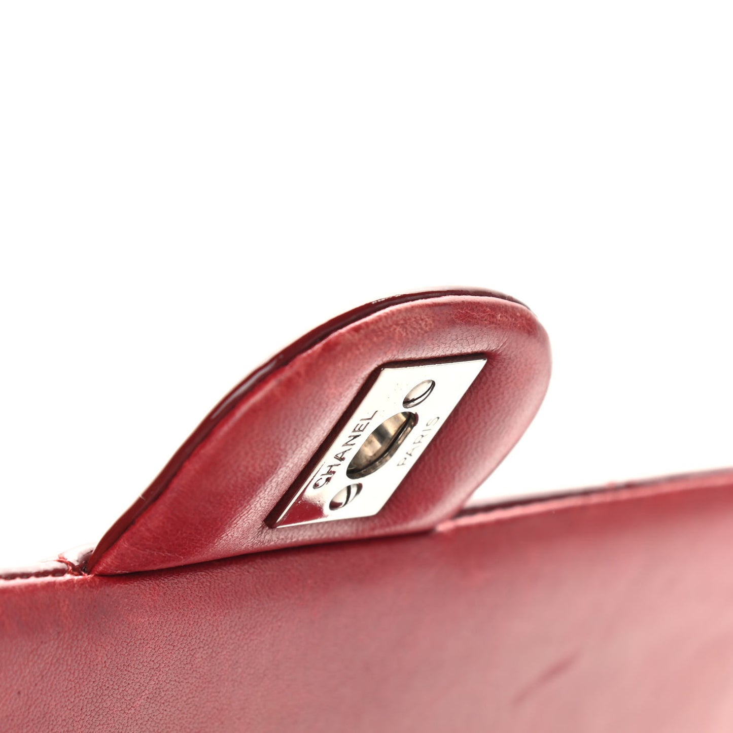 Patent Calfskin Quilted Medium Double Flap Dark Red