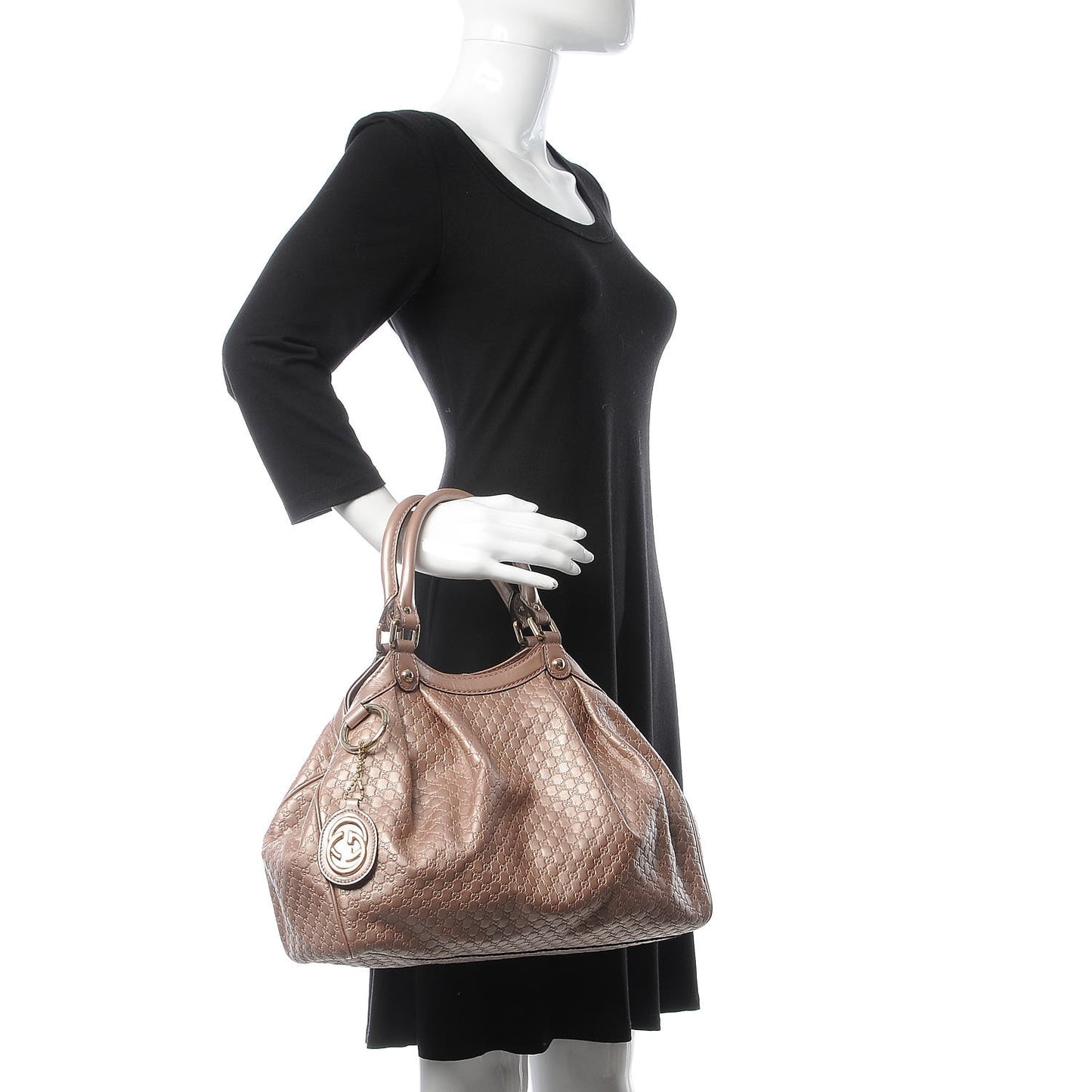 Metallic Microguccissima Medium Sukey Tote Dark Cipria