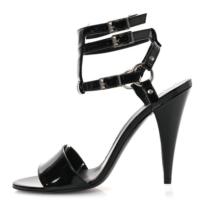 Saint Laurent Patent Calfskin Fetish 105 Sandal 39 Black 1 of 11