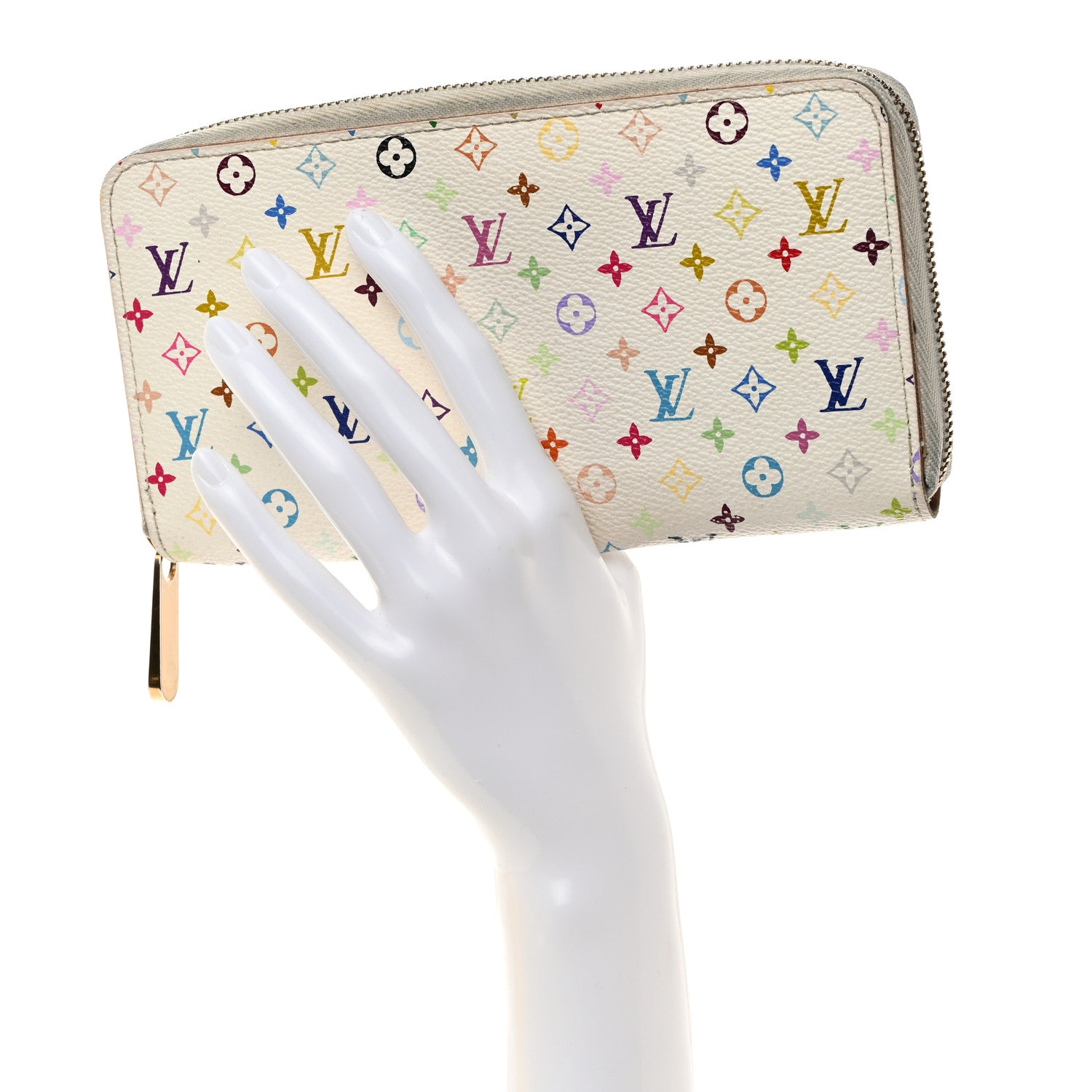 Louis Vuitton Monogram Multicolor Zippy Wallet White Litchi 2 of 12