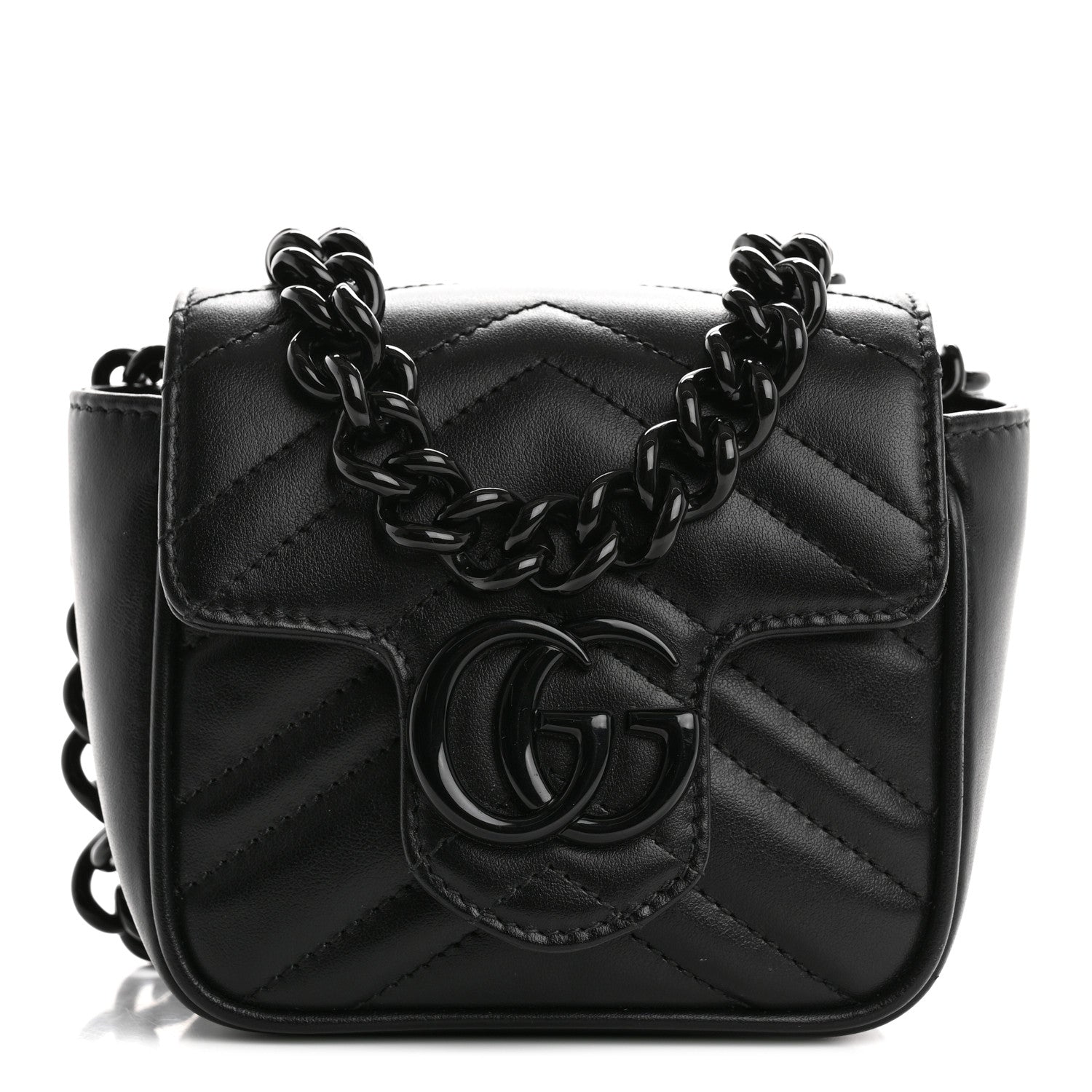 Gucci Calfskin Matelasse Monochrome GG Marmont Chain Belt Bag