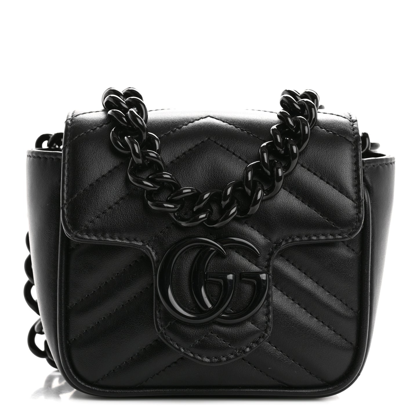 Calfskin Matelasse Monochrome GG Marmont Chain Belt Bag Black