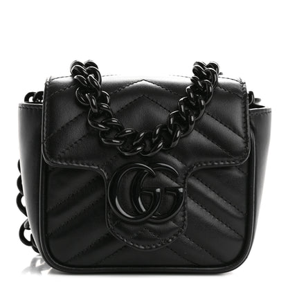 Gucci Calfskin Matelasse Monochrome GG Marmont Chain Belt Bag Black 1 of 10