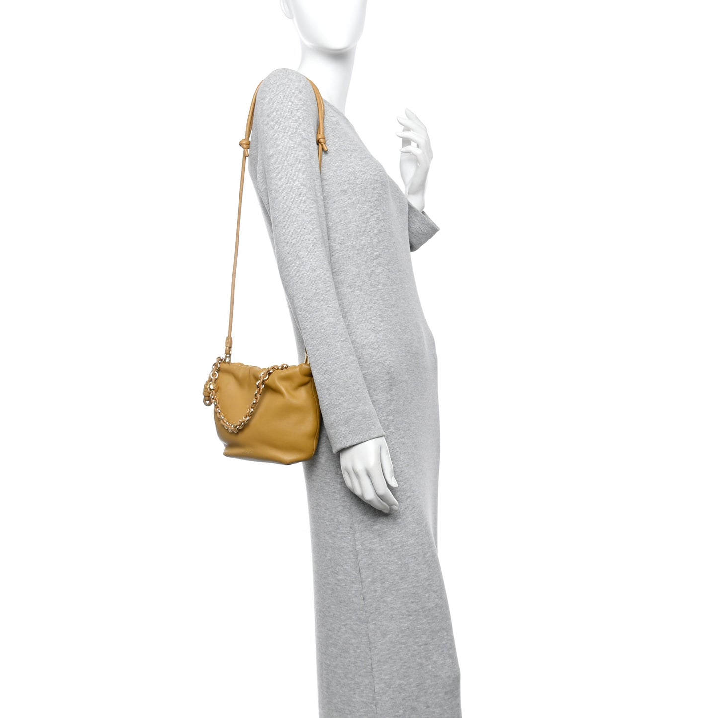 Mellow Nappa Donut Chain Mini Flamenco Knot Clutch Sahara