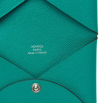Hermes Epsom Calvi Card Case Bleu Paon 6 of 7
