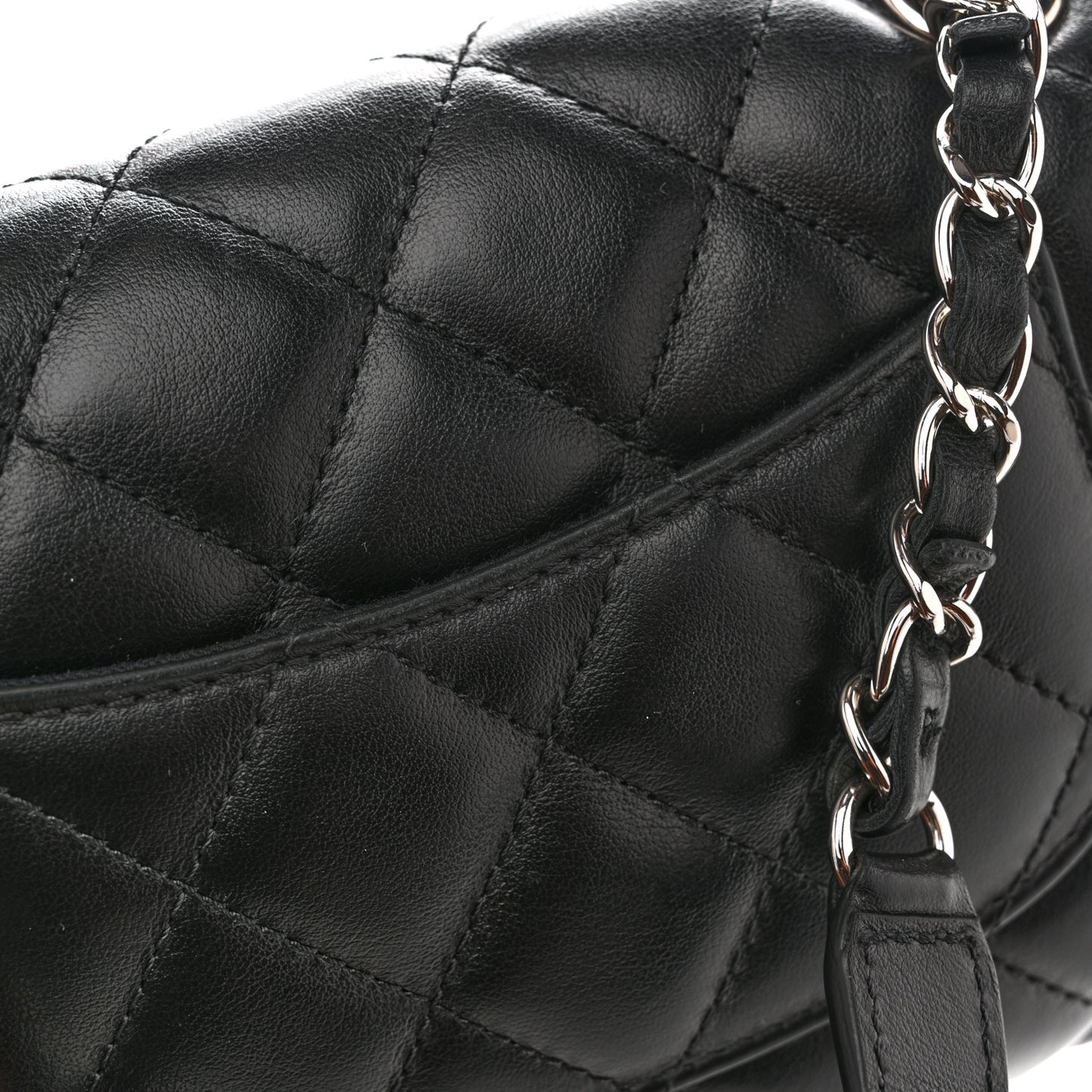Calfskin Quilted CC Uniform Flap Belt Bag Black