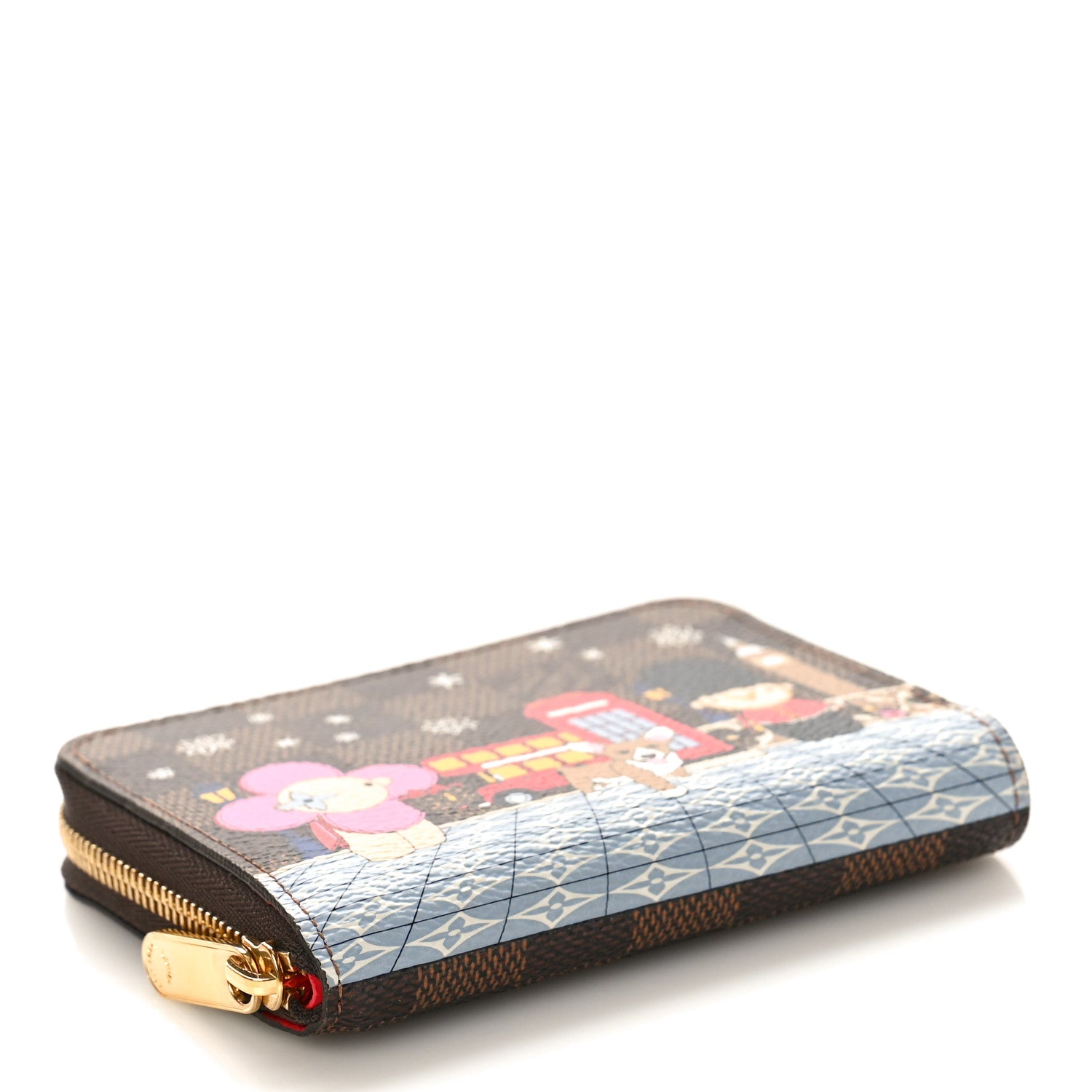 Louis Vuitton Damier Ebene 2021 Christmas Animation London Zippy Coin Purse Red 4 of 9