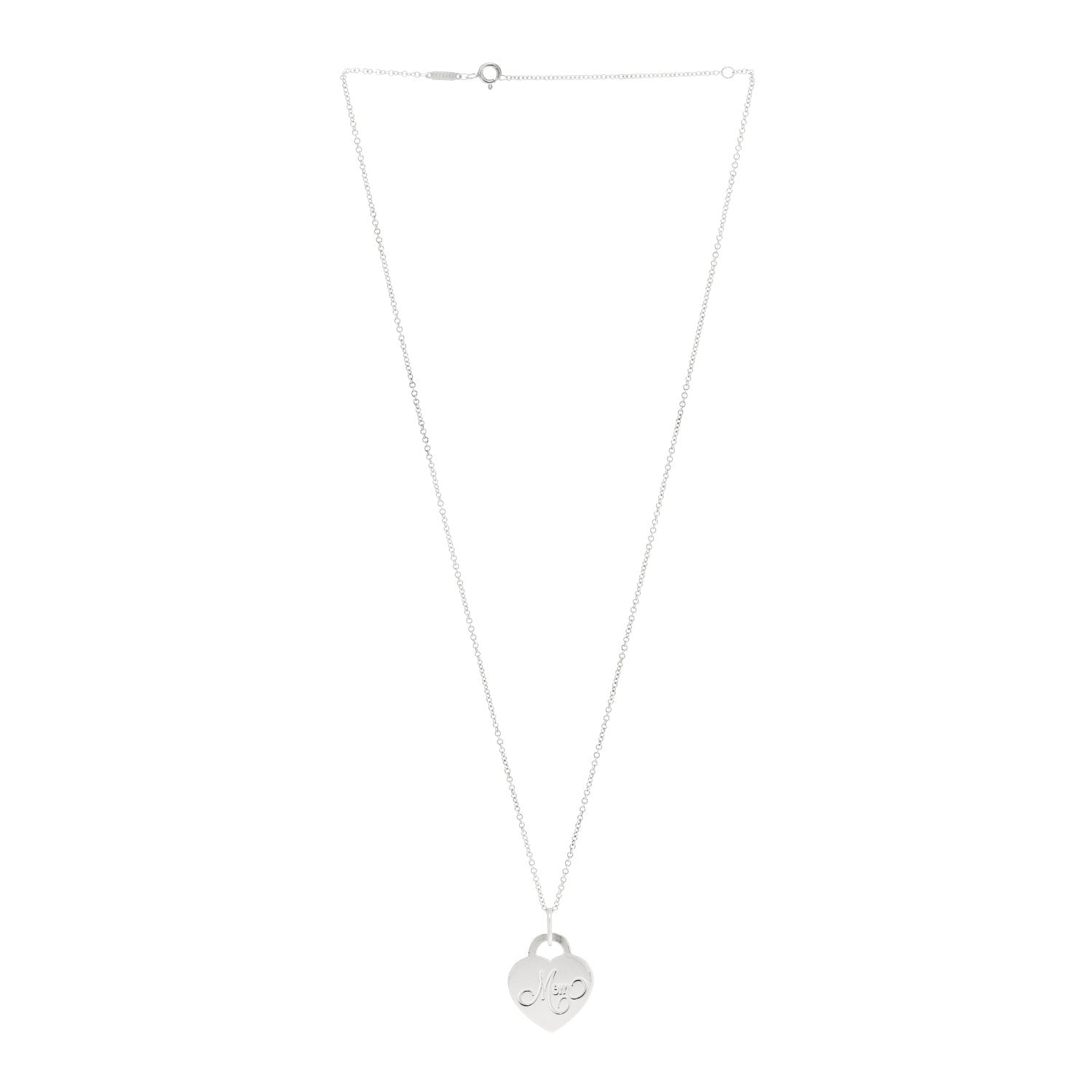 Tiffany Sterling Silver Mom Heart Tag Pendant Necklace 3 of 6