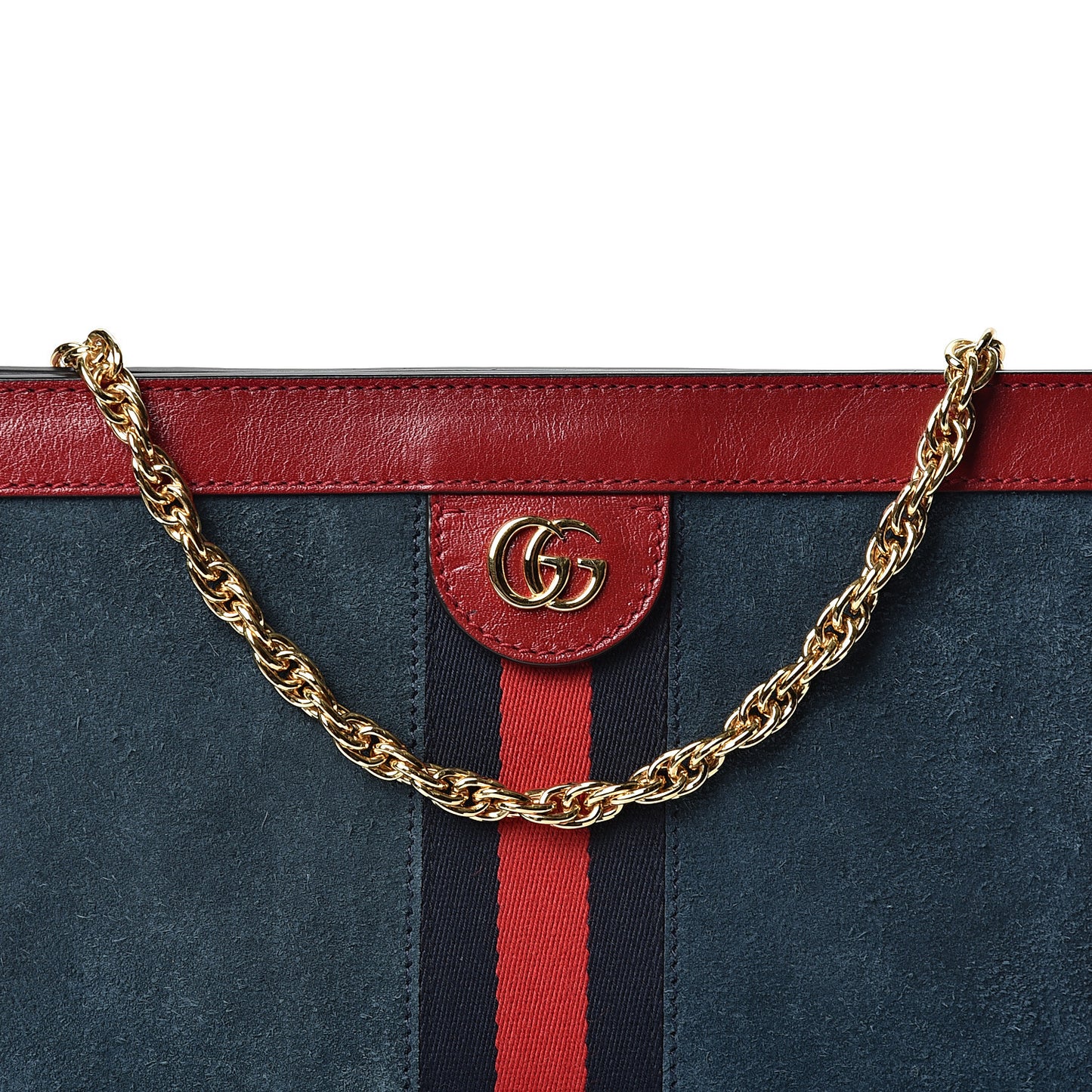 Suede Calfskin Web Small Ophidia Chain Shoulder Bag New Blue Romantic Cherry