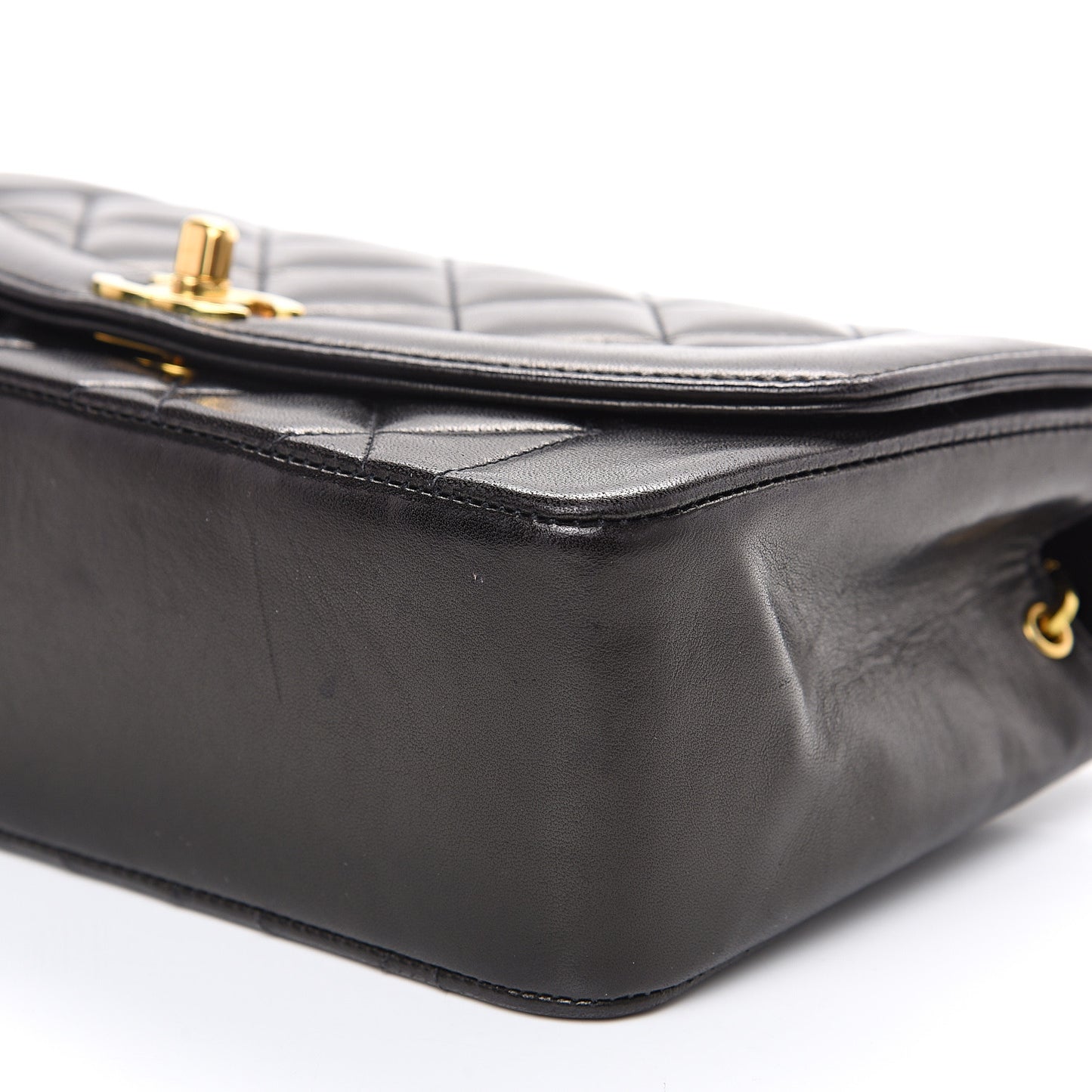 Lambskin Quilted Small Single Flap Black