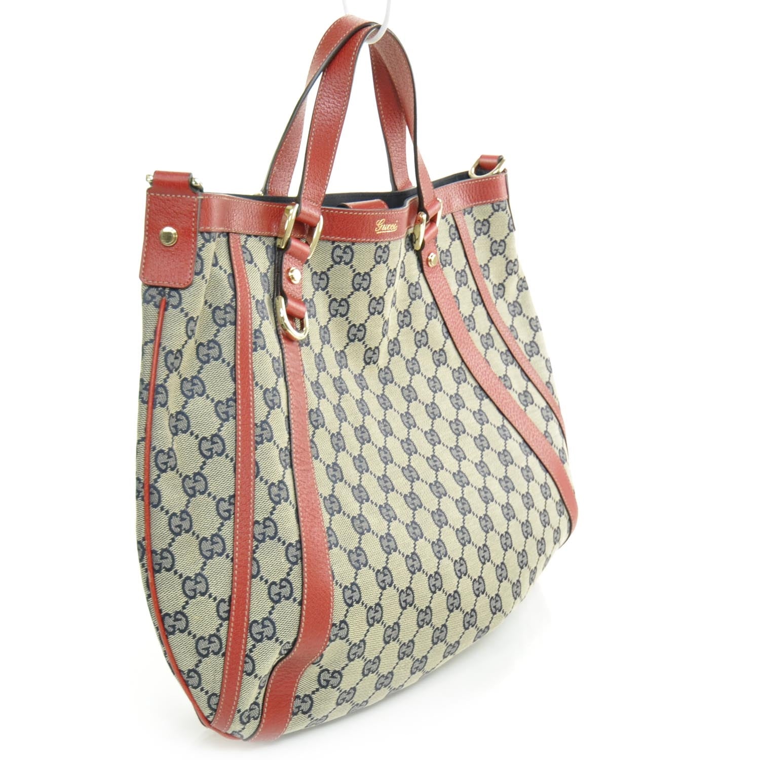 Gucci Monogram Abbey Bag Navy and Red 3 of 9