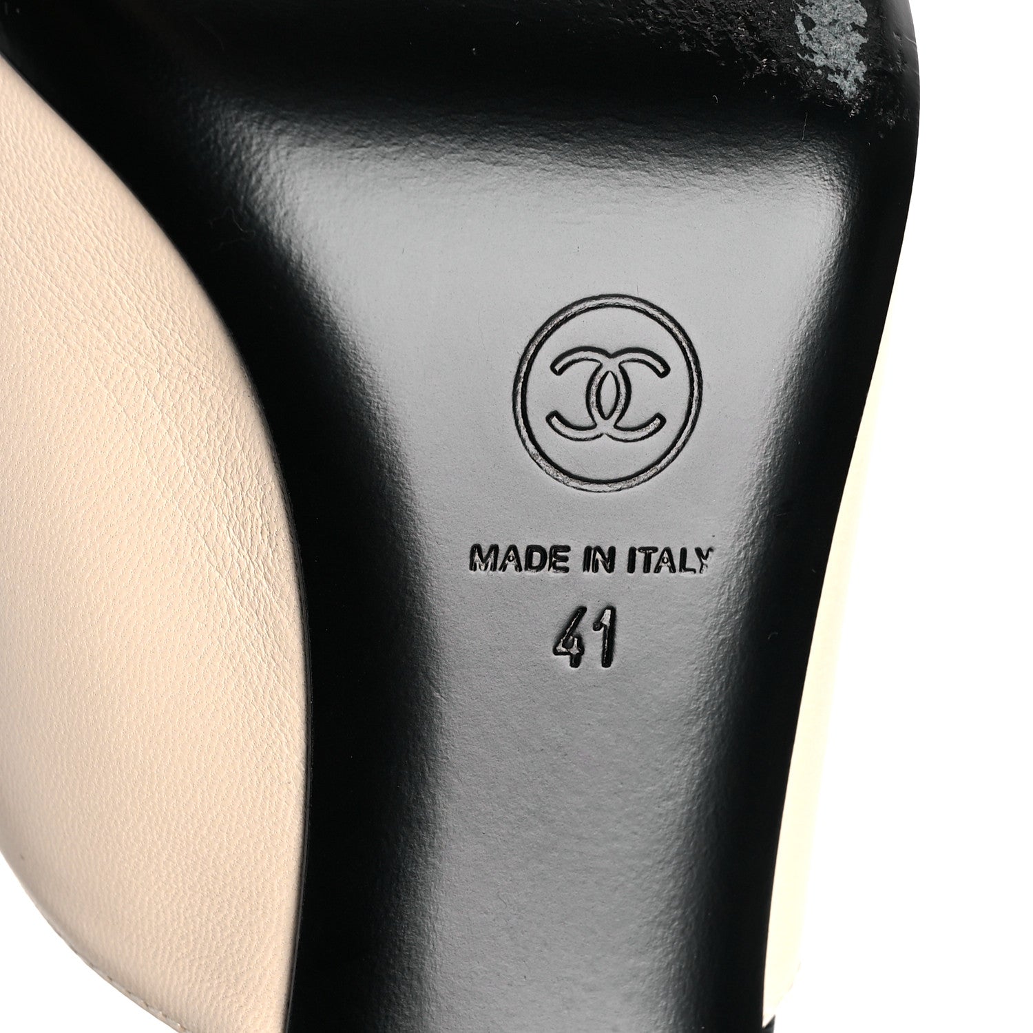 Chanel Lambskin Grosgrain Cap Toe Pearl Mule 41 Beige Black 6 of 8