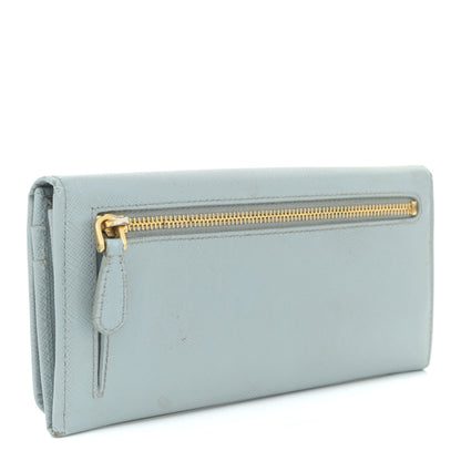 Prada Saffiano Metal Continental Flap Wallet Lago 2 of 13