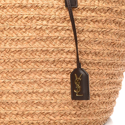 Saint Laurent Raffia Calfskin Medium Panier Tote 8 of 8