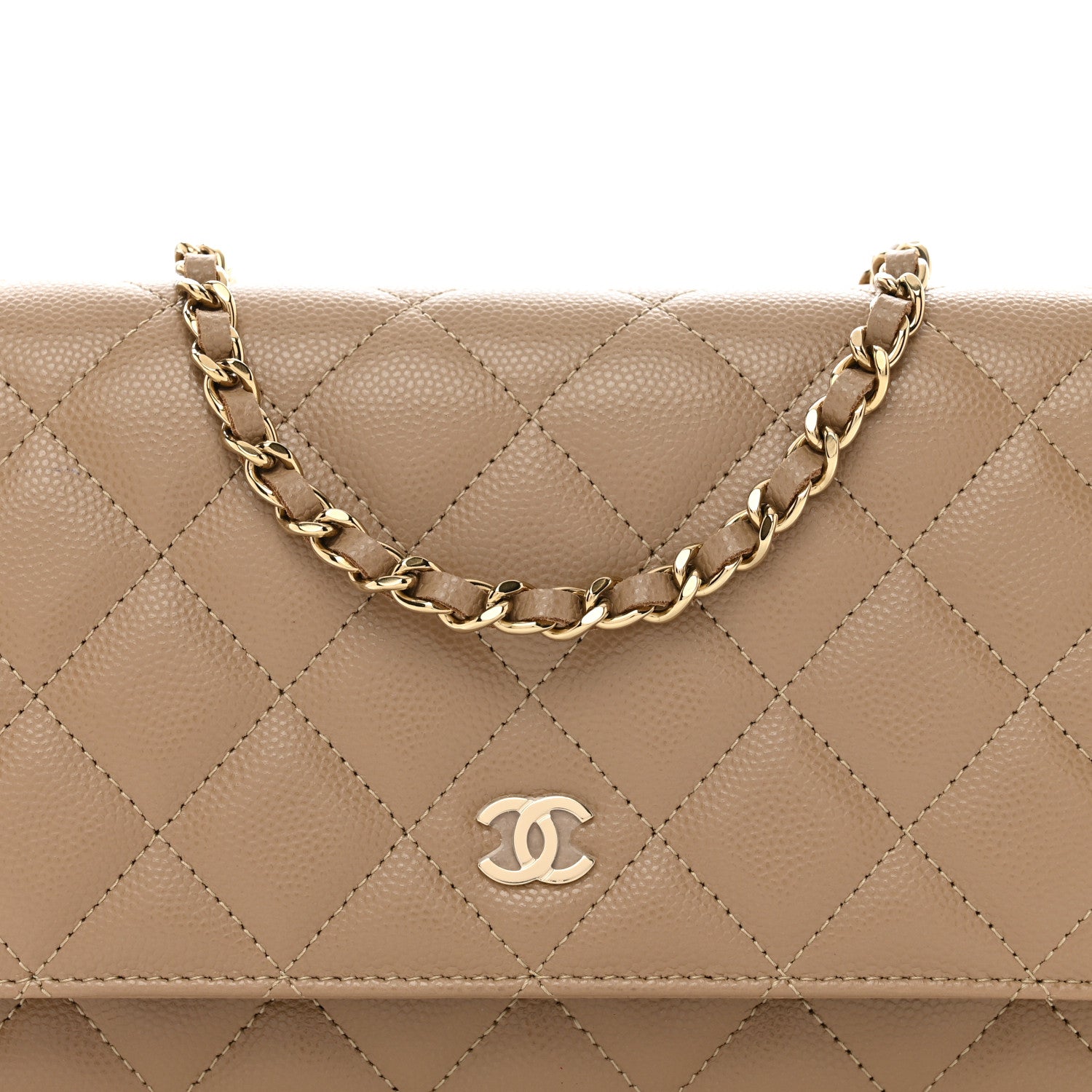 Chanel Caviar Quilted Wallet on Chain WOC Dark Beige 8 of 11