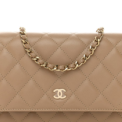 Chanel Caviar Quilted Wallet on Chain WOC Dark Beige 8 of 11