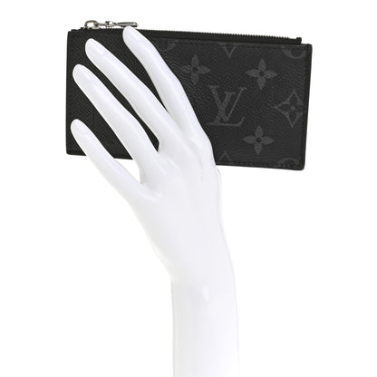 Louis Vuitton Monogram Eclipse Taiga Coin Card Holder Black 2 of 10