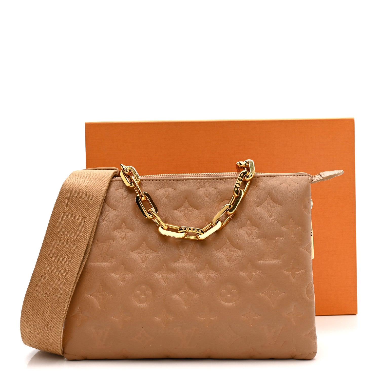 Louis Vuitton Lambskin Embossed Monogram Coussin PM Camel 12 of 12