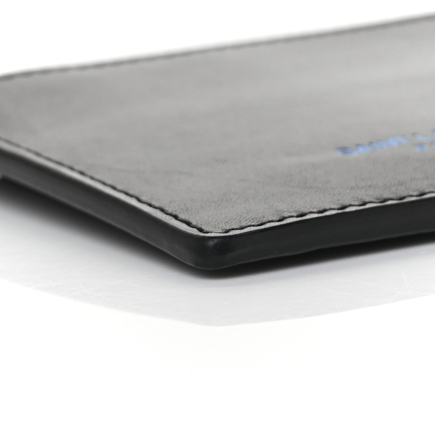Calfskin 5 Fragments Zip Pouch Card Holder Black Blue